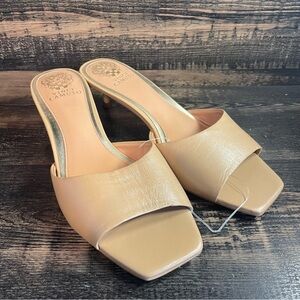 NWOT Vince Camuto Beige Nude Slip-On Kitten Heel Mules Sz 9.5M